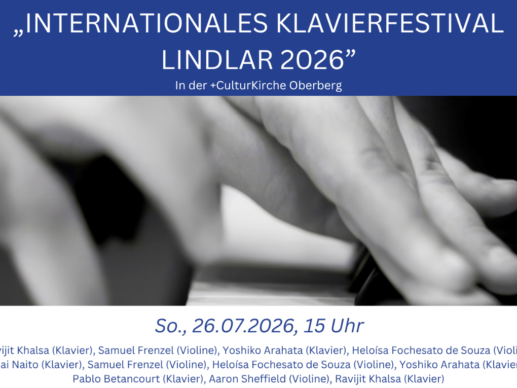 Klavierfestival Lindlar 2026 - Sonderkonzert in der +CulturKirche Oberberg